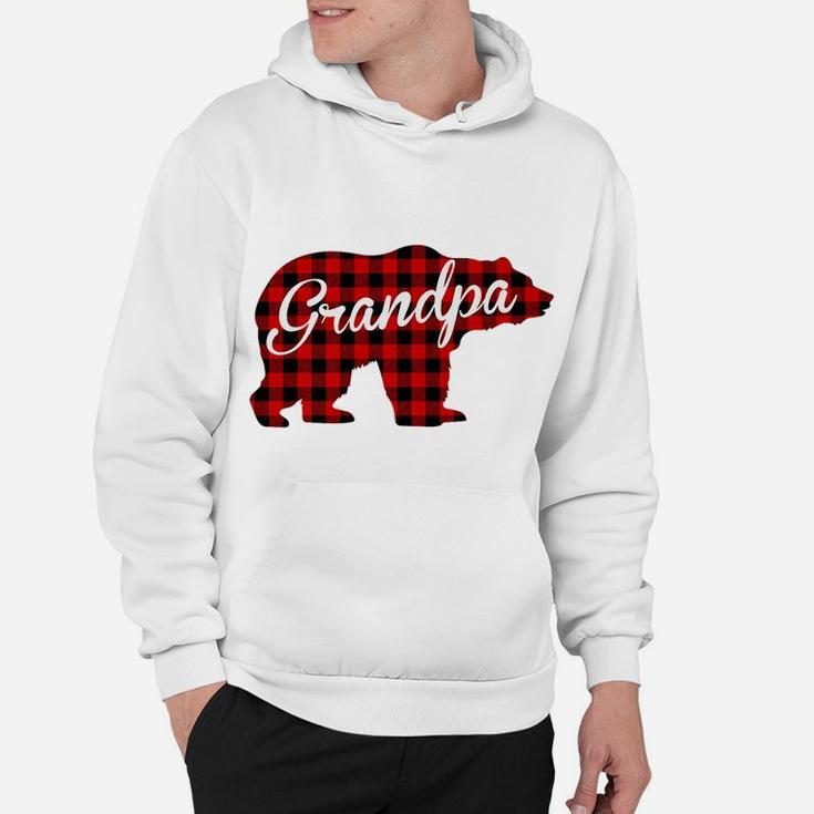 Mens Grandpa Bear Plaid Red Hoodie