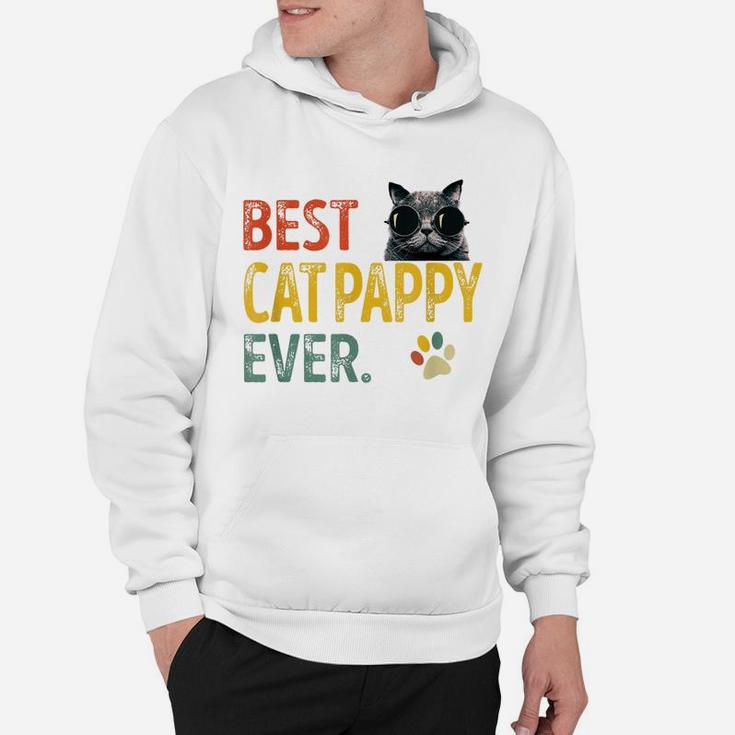 Mens Vintage Best Cat Pappy Ever Retro Cat Daddy Father Gift Hoodie