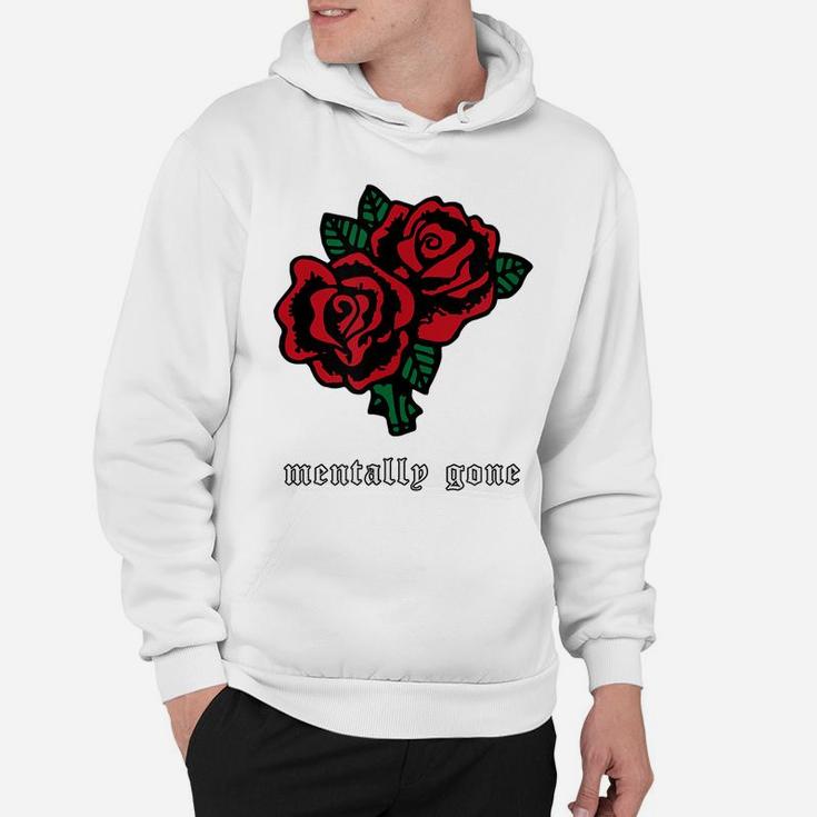 Mentally Gone - Soft Grunge Aesthetic Red Rose Flower Hoodie