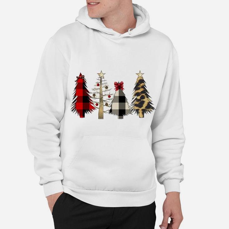 Merry Christmas Leopard And Buffalo Plaid Christmas Tree Sweatshirt Hoodie