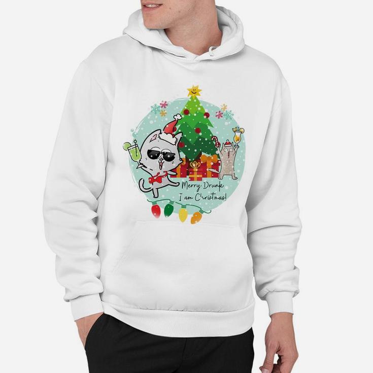 Merry Drunk I'm Christmas - Funny Drinking Cats Party Sweatshirt Hoodie