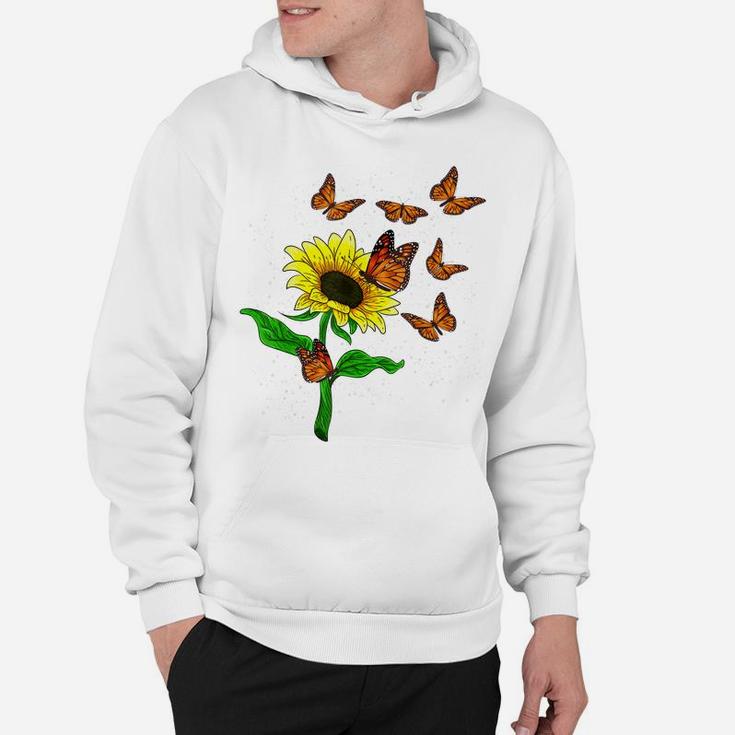 Nature Yellow Flower Blossom Butterfly Floral Sunflower Hoodie