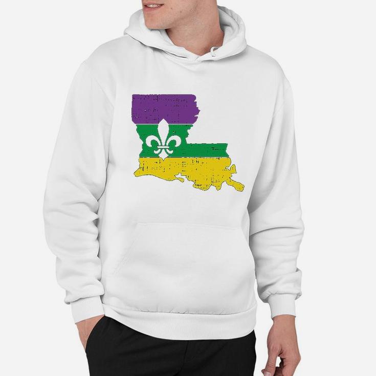 New Orleans Louisiana Map Jester Funny Mardi Gras Carnival Hoodie