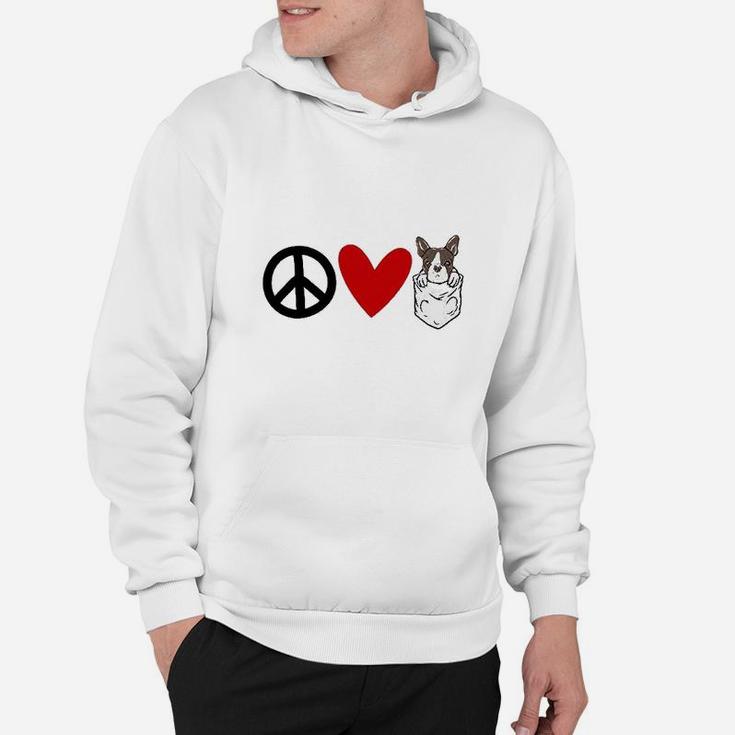 Peace Love Boston Terrier Hoodie
