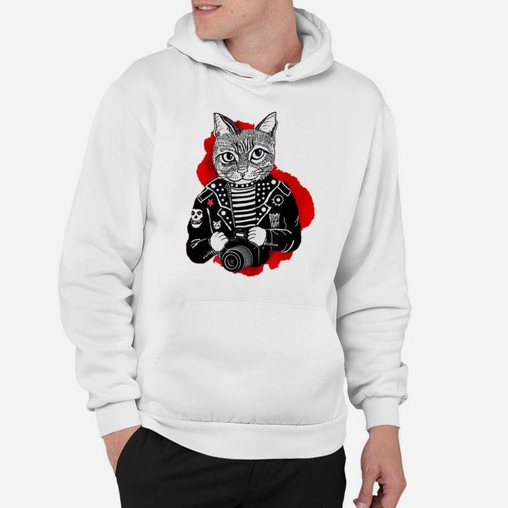 Punk Rock Cat Print For Cat Lovers - Dad's Mom's Gift Tee Hoodie