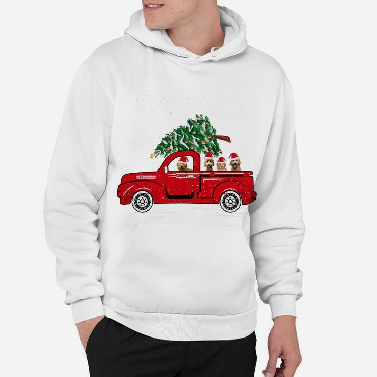 Santa Goldendoodle Riding Red Truck Dog Merry Christmas Gift Hoodie