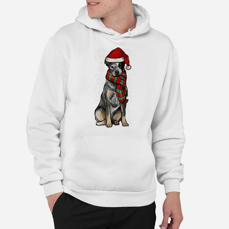 Santa Hat Xmas Australian Cattle Dog Ugly Christmas Sweatshirt Hoodie