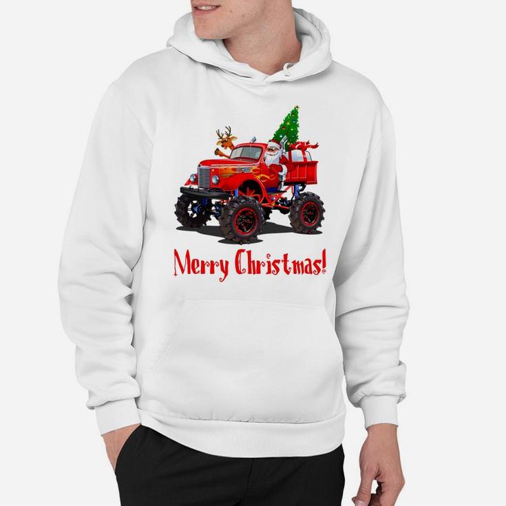 Santa Rudolph Monster Truck Men Guy Boys Teen Kid Youth Gift Hoodie