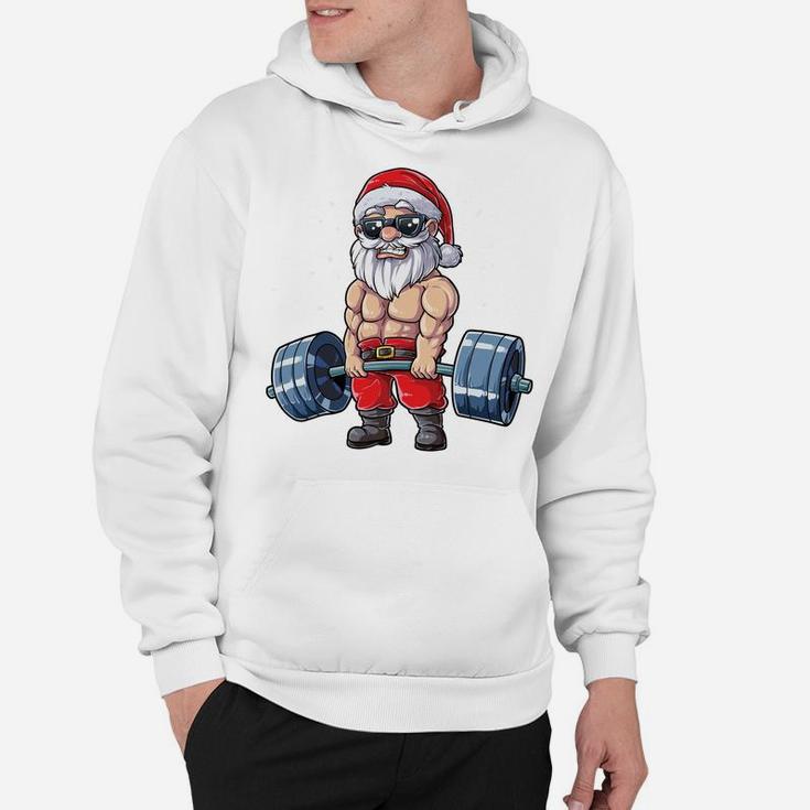 Santa Weightlifting Christmas Fitness Gym Deadlift Xmas Men Sweatshirt Hoodie