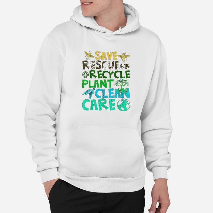 Save Bees Rescue Animals Recycle Plastict Earth Day Gifts Hoodie