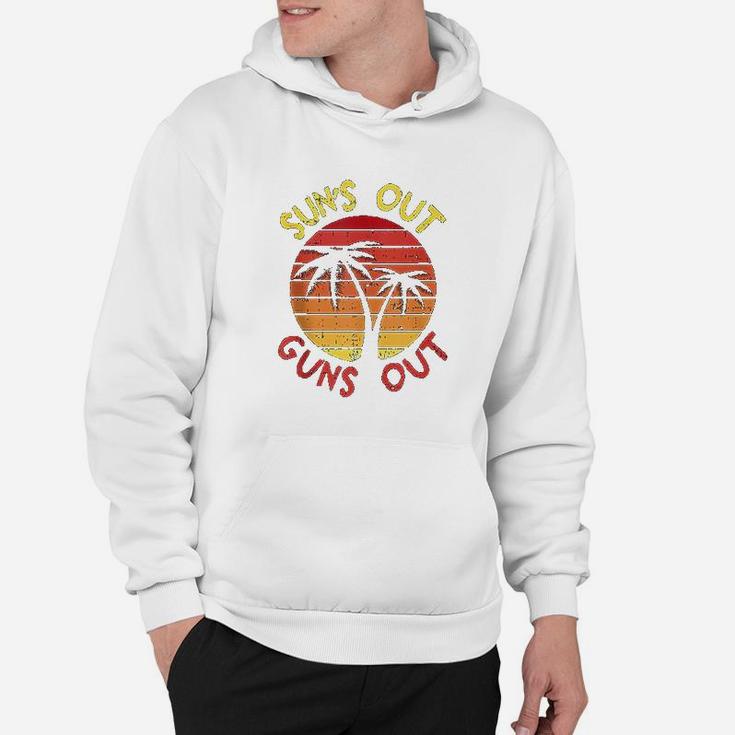 Suns Out Palm Beach Retro 80S Summer Vacation Muscle Hoodie