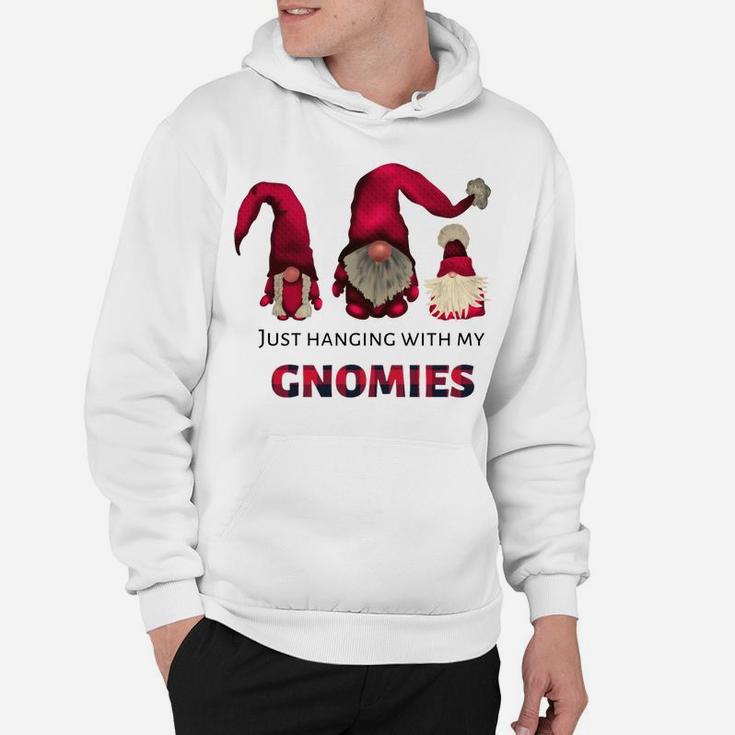 Three Gnomes - Just Hangin' With My Gnomies Buffalo Plaid Hoodie