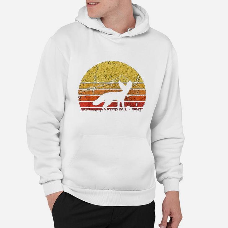 Vintage Retro Fennec Fox Silhouette Sunset Distressed Funny Hoodie