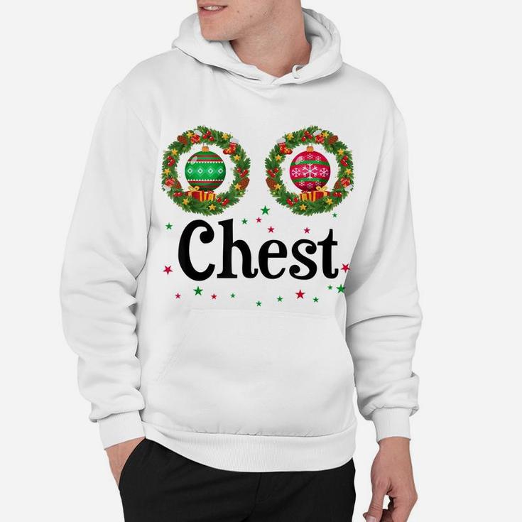 Women Chest Chestnuts Couple Costume Christmas Wreath Hoodie