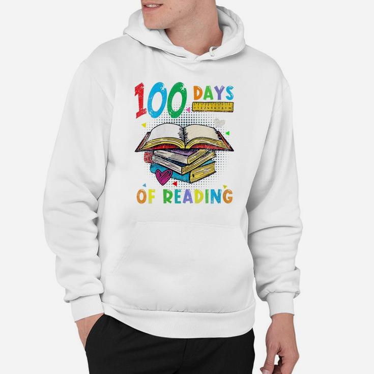 Womens 100 Days Of School Reading English Teacher Books Stack Tee Hoodie