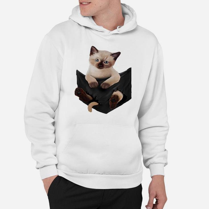 Womens Cat Lovers Gifts Siamese In Pocket Funny Kitten Face Hoodie
