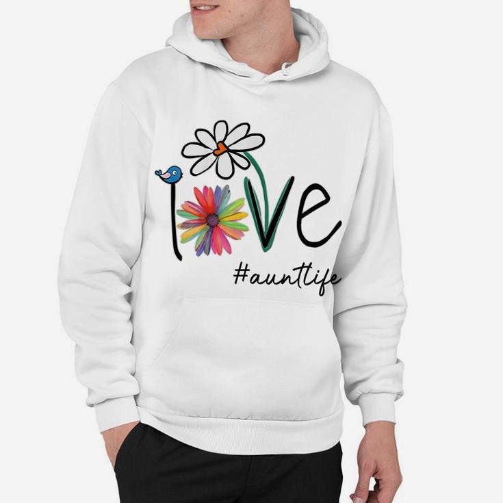 Womens Love Auntlife Life Daisy Flower Cute Funny Mother's Day Hoodie
