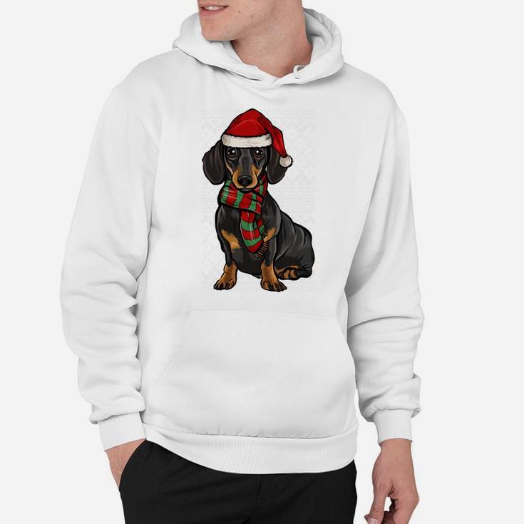 Xmas Black Dachshund Santa Claus Hat Ugly Christmas Sweatshirt Hoodie