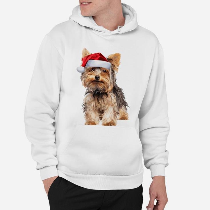 Yorkshire Terrier Santa Hat Cute Yorkie Puppy Christmas Gift Sweatshirt Hoodie