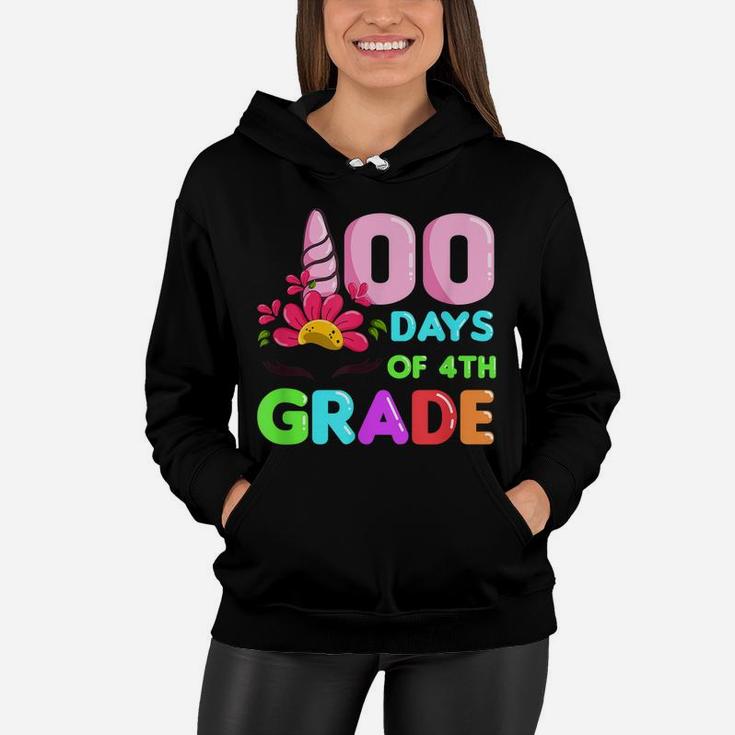 100 Days Of 4Th Grade School Girls Boys 100Th Day Of School Women Hoodie