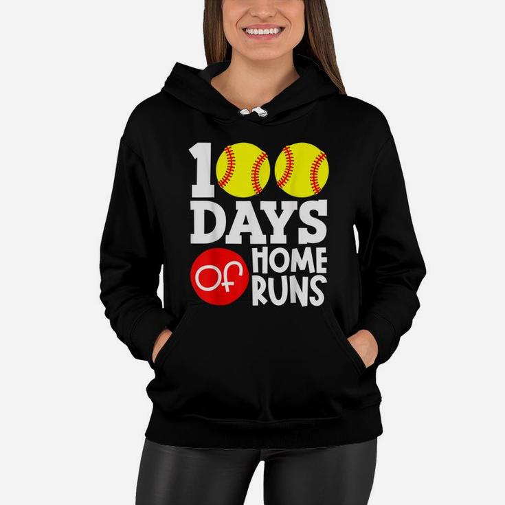 100 Days Of Home Runs School Baseball Softball Boys Girls Women Hoodie