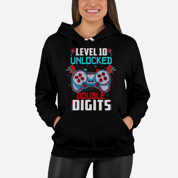 10Th Birthday For Boys Double Digits 10 Year Old Gifts Gamer Women Hoodie
