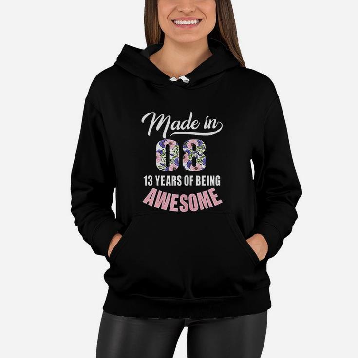 13Th Birthday Gift Girl Born In 2008 13 Years Old Women Hoodie