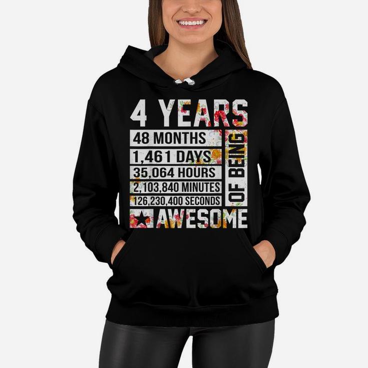 4Th Birthday 4 Years Old Being Awesome Flower Kids Girls Women Hoodie