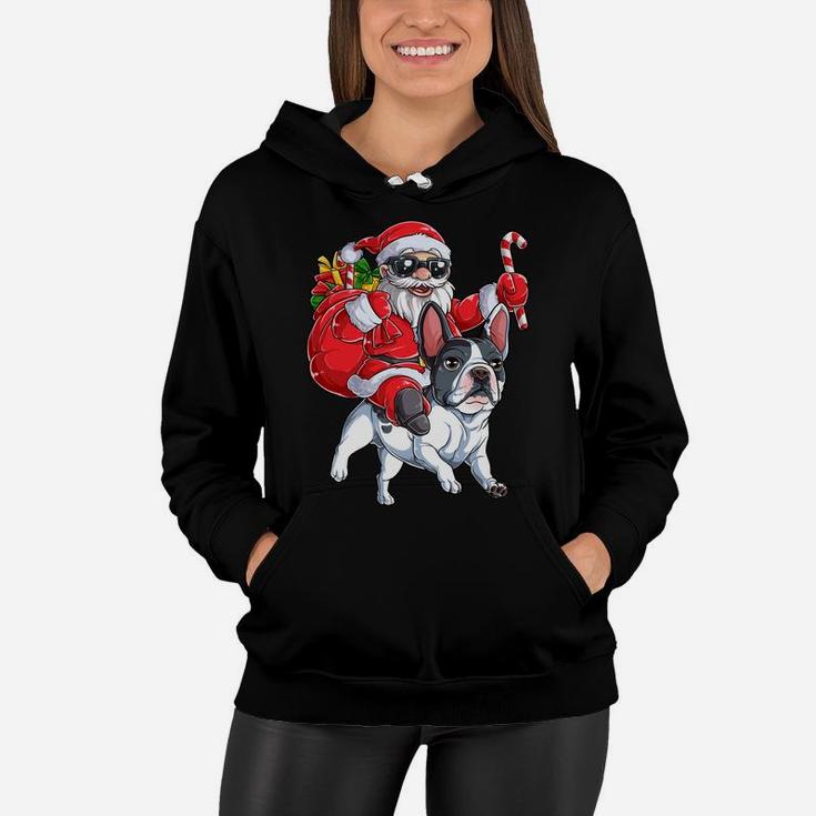 Christmas Santa Claus Riding French Bulldog Xmas Boys Dog Sweatshirt Women Hoodie