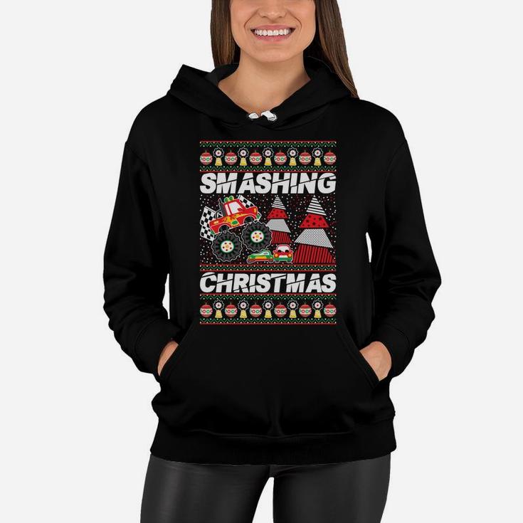 Christmas Truck Shirt Funny Monster Truck Boys Gift Sweatshirt Women Hoodie