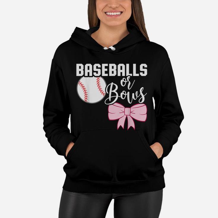 Cute Baseballs Or Bows Gender Reveal - Team Boy Or Team Girl Women Hoodie