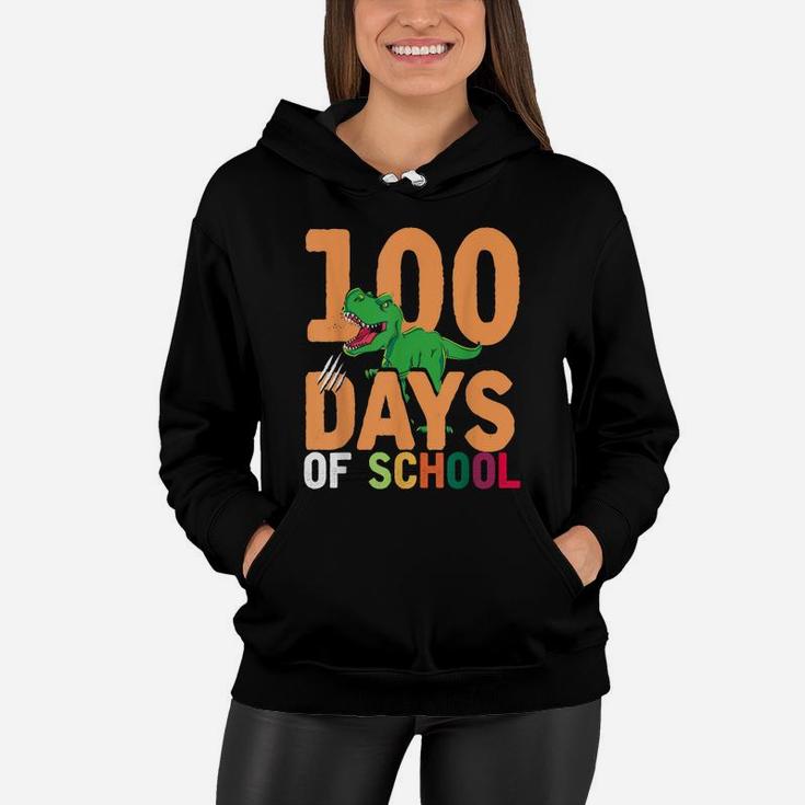 Dino Boys Girls Kids 100Th Day T Rex 100 Days Of School Women Hoodie