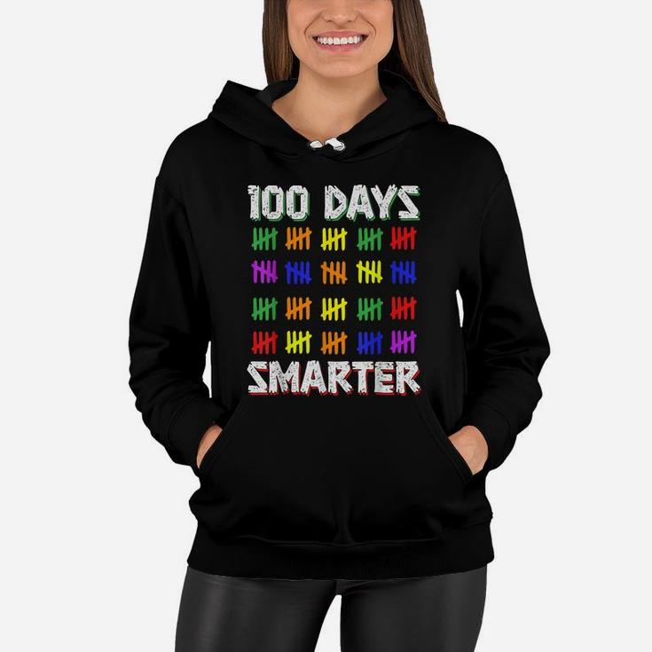 Funny Students Kids 100 Days Smarter 100 Days Of School Women Hoodie