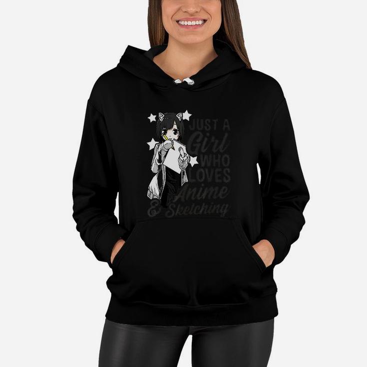 Girl Just A Girl Who Loves And Sketching Drawing Women Hoodie