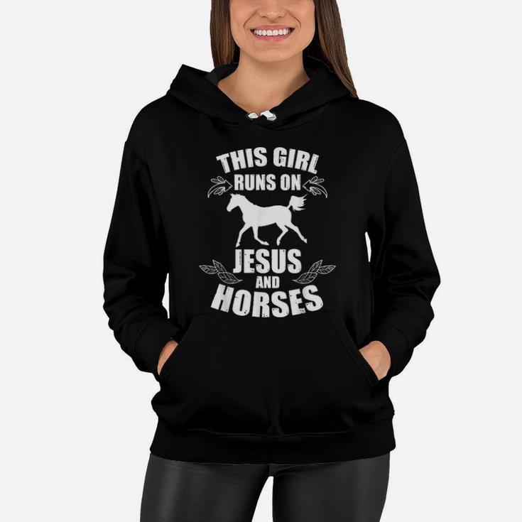 Girl Runs On Jesus And Horses Women Hoodie