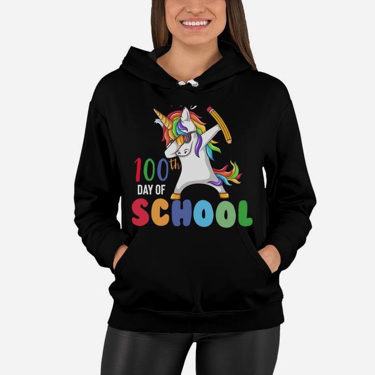 Happy 100 Days Of School Unicorn Dabbing 100Th Day Girls Kid Sweatshirt Women Hoodie