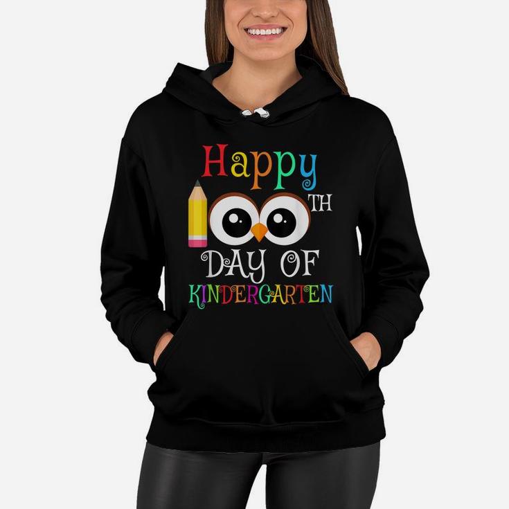 Happy 100Th Day Of Kindergarten Owl Gift Teacher Student Kid Women Hoodie