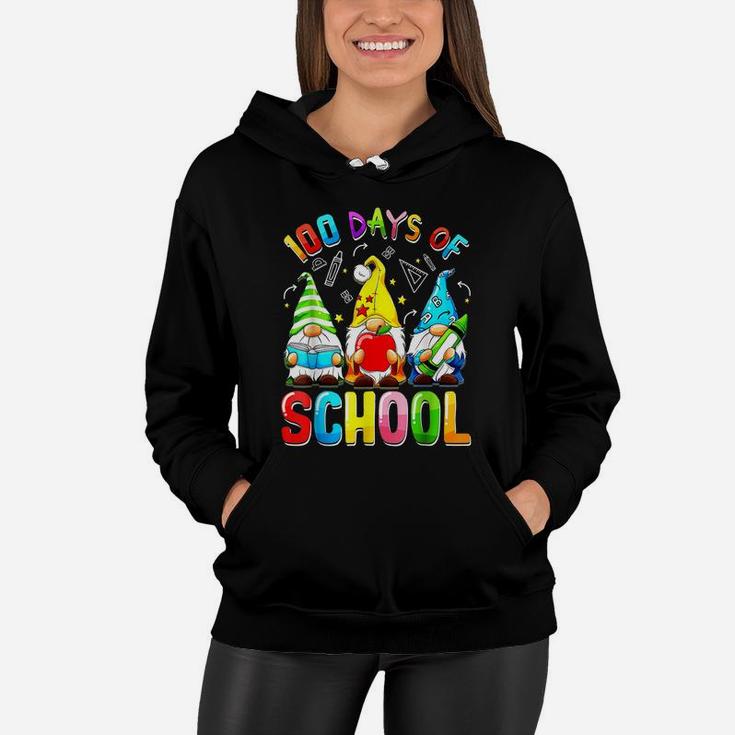 Happy 100Th Day Of School Three Gnomes Virtual Teachers Kids Women Hoodie