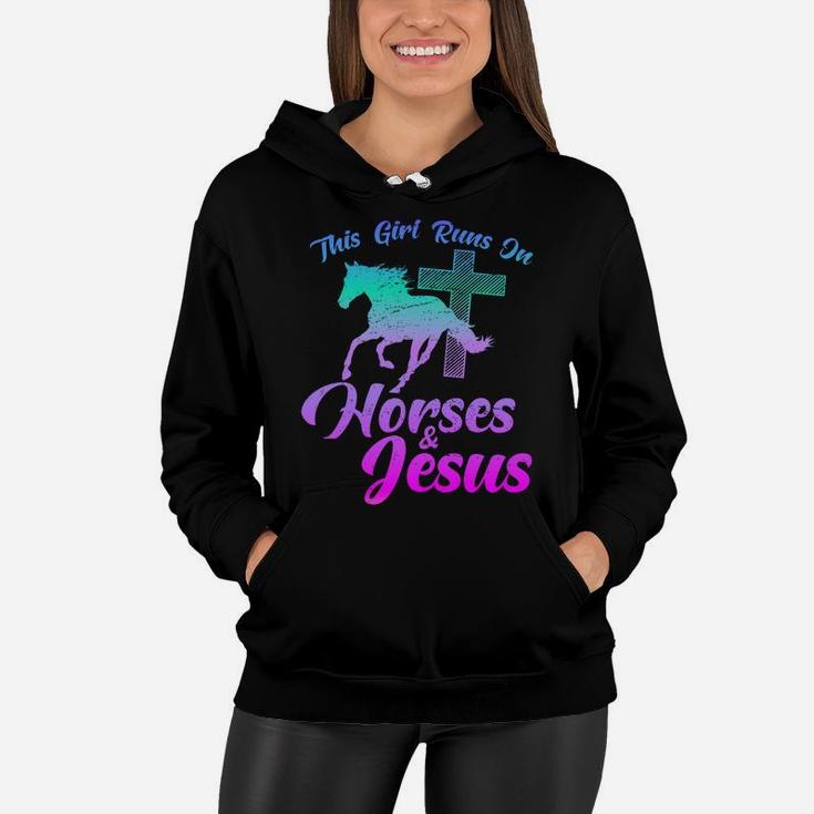 Horse Riding This Girl Runs On Horses & Jesus Christian Gift Women Hoodie