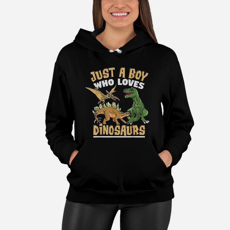 Just A Boy Who Loves Dinosaurs Women Hoodie