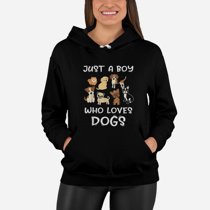 Just A Boy Who Loves Dogs Women Hoodie