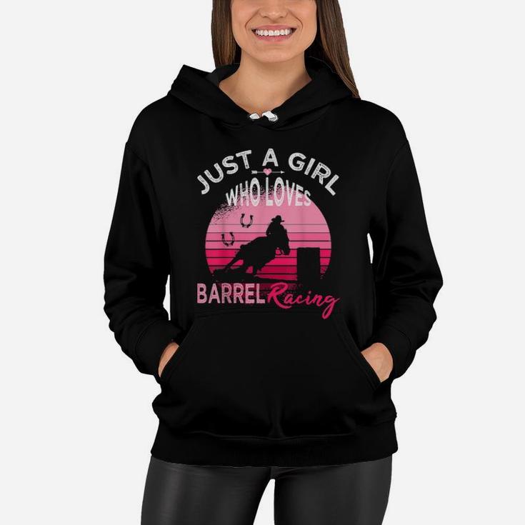Just A Girl Who Loves Barrel Racing Horse Rodeo Cowgirl Pink Women Hoodie