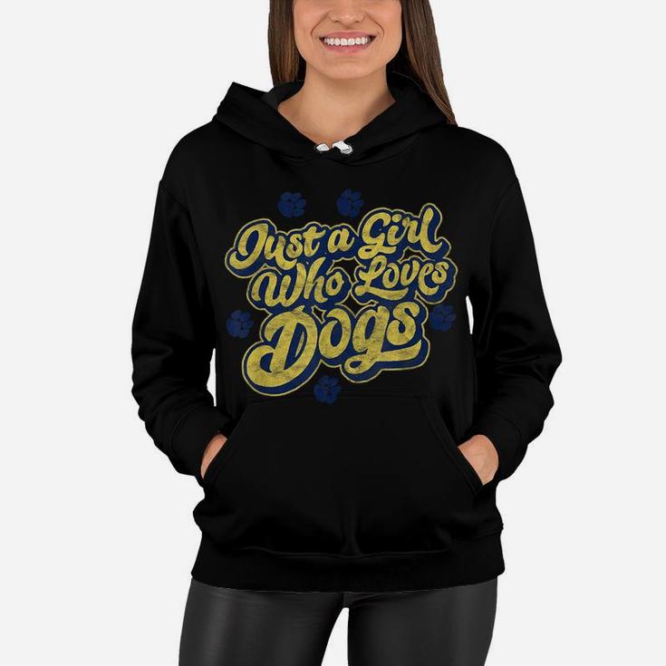 Just A Girl Who Loves Dogs Retro Typography Pet Graphic Women Hoodie