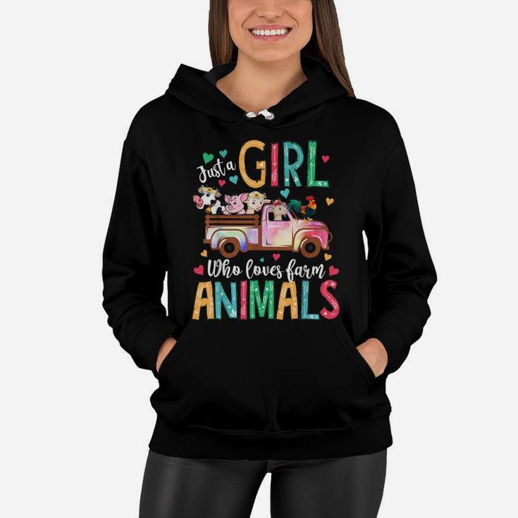 Just A Girl Who Loves Farm Animals Flower Floral Girl Farmer Women Hoodie