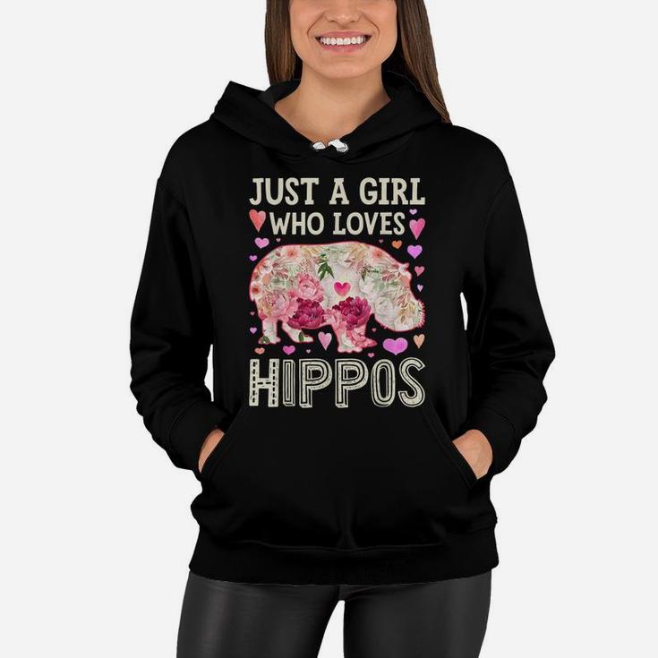 Just A Girl Who Loves Hippos Hippo Hippopotamus Women Flower Women Hoodie