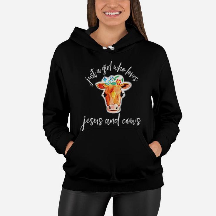 Just A Girl Who Loves Jesus And Cows Farmer Christian Women Hoodie