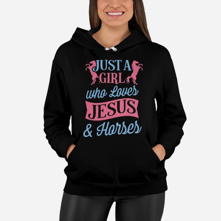 Just A Girl Who Loves Jesus And Horses Christmas Gift Women Hoodie
