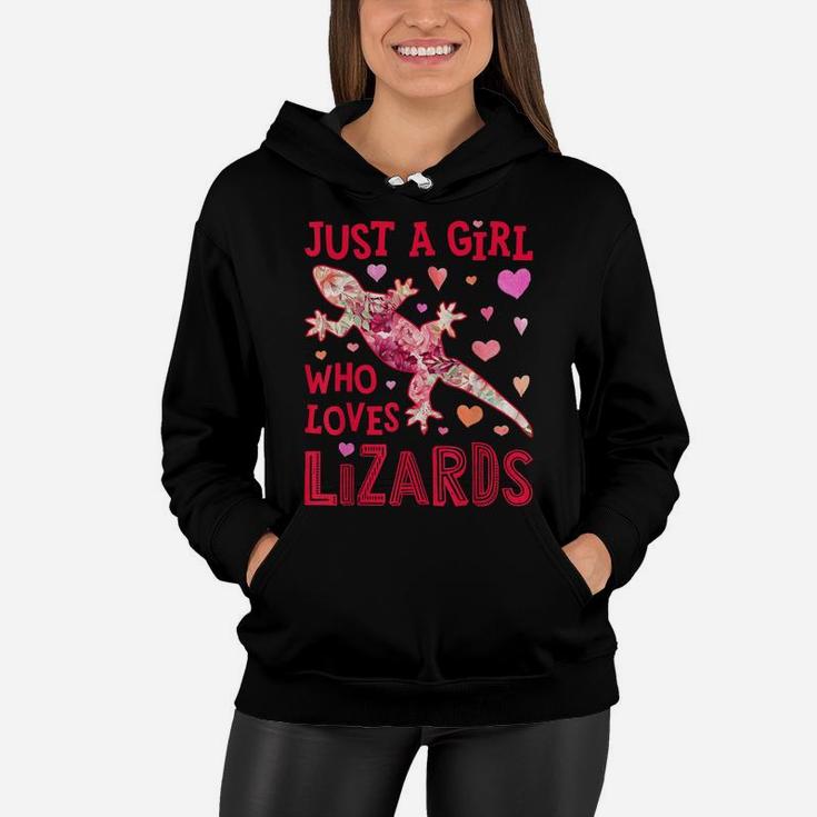 Just A Girl Who Loves Lizards Lizard Flower Gift Gecko Lover Women Hoodie