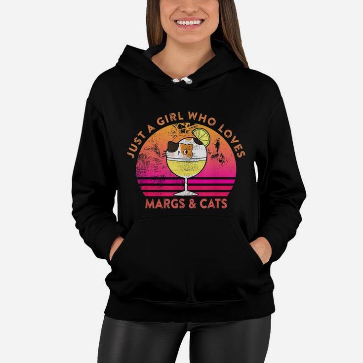 Just A Girl Who Loves Margs And Cats Margarita Cat Meme Women Hoodie