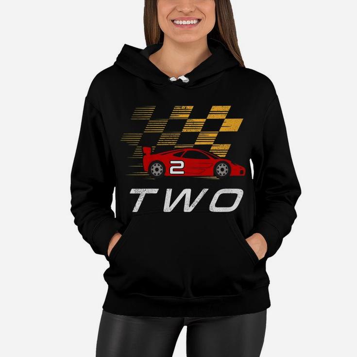 Kids 2Nd Birthday Race Car Shirt Gift I Funny Two Year Old Boys Women Hoodie